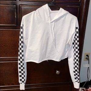 White Checker Board Crop Top